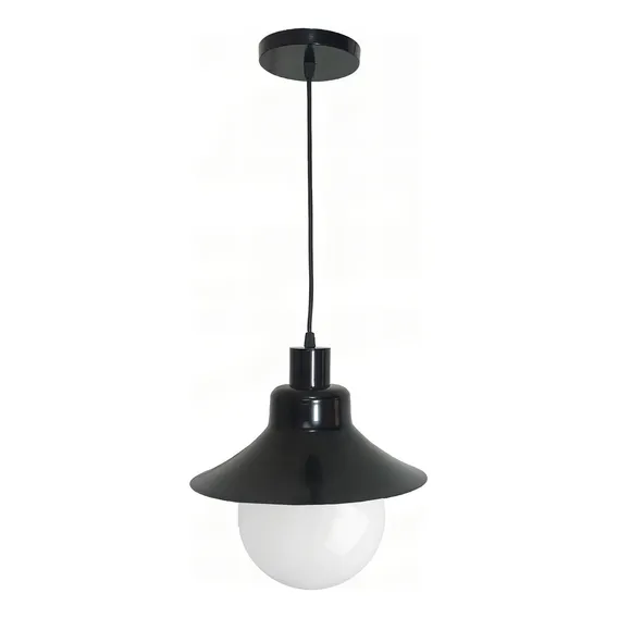 Lustre Pendente Saturno Com Globo Leitoso 728 Preto 110V/220V Foto 1