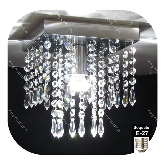 Lustre Plafon Cristal Cadore Legítimo C20 20x20cm- 2 Modelos Cor Prateado 110V/220V Foto 1