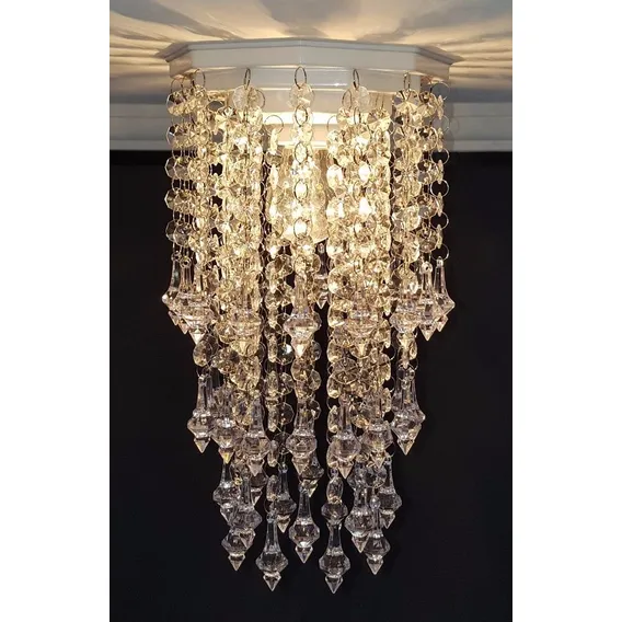 Lustre Plafon Cristal De AcrÃlico 17x27 Cm Sala Hall - Gaby Estrutura Transparente Bivolt Foto 1