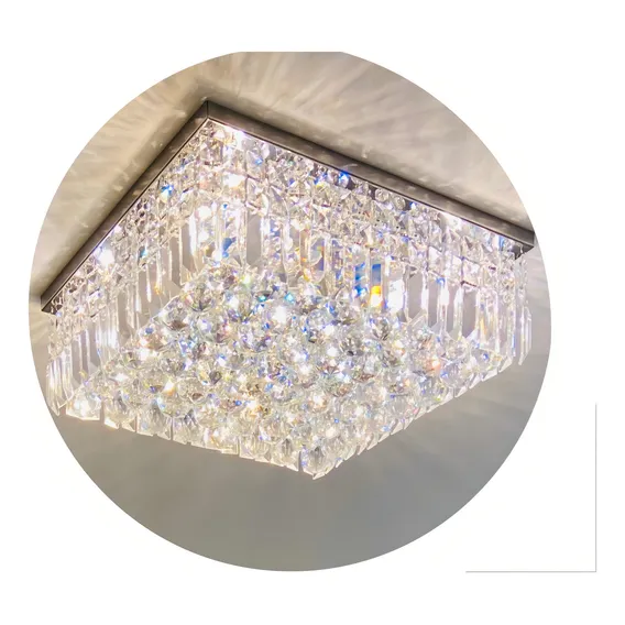 Lustre Plafon De Cristal Legítimo, Base 42x42 Cm Foto 1