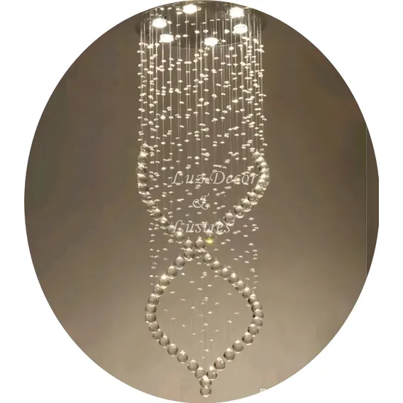 Lustre Plafon Em Cristal Espiral Duplo Com Lâmpadas Inclusas Bivolt Foto 1