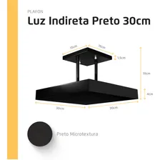 Lustre Plafon Pendente Luminária Luz Indireta 30x30 Preto Foto mini  3