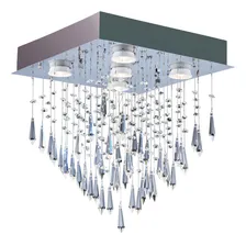 Lustre Plafon Quadrado Inox Cristal K9 Legitimo 5 Luzes Gu10 Foto mini 1