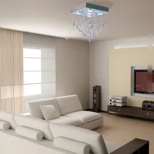 Lustre Plafon Quadrado Inox Cristal K9 Legitimo 5 Luzes Gu10 Foto mini 4