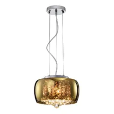 Lustre/plafon Soho Vidro Dourado E Cristais Transp. 50cm Foto  mini 1