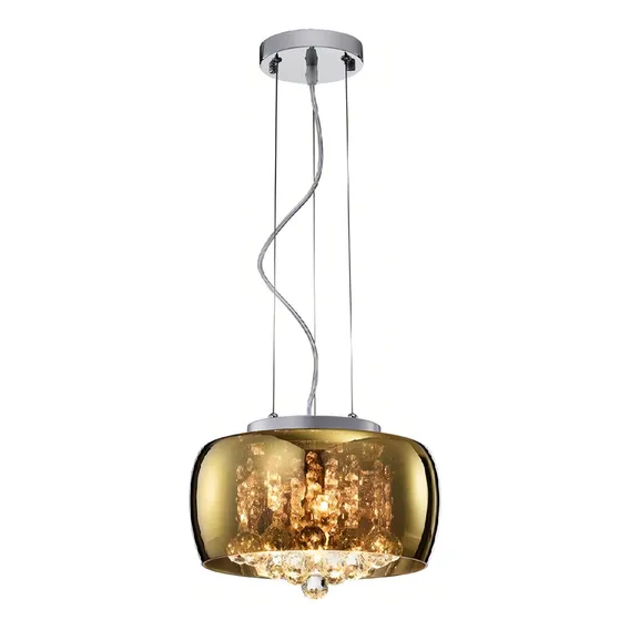 Lustre/plafon Soho Vidro Dourado E Cristais Transp. 50cm Foto 1