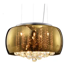 Lustre/plafon Soho Vidro Dourado E Cristais Transp. 50cm Foto mini  2