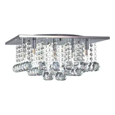 Lustre Plafon Teto Taschibra Trends Quadrado Cristal Bivolt Cor Prateado 110v/220v Foto mini 1