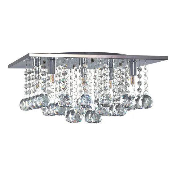 Lustre Plafon Teto Taschibra Trends Quadrado Cristal Bivolt Cor Prateado 110v/220v Foto 1