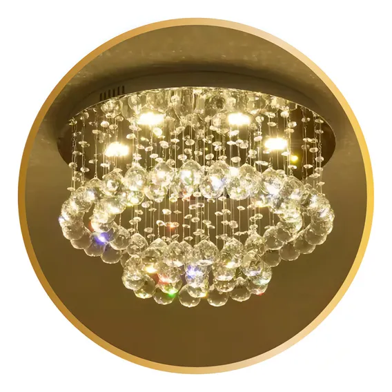 Lustre Redondo Em Cristal Verdadeiro Para Sala, Quarto Foto 1