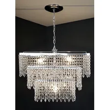 Lustre Retangular Cristal AcrÃlico Europa 50x30x75 Cor Prateado 110V/220V Foto mini 4