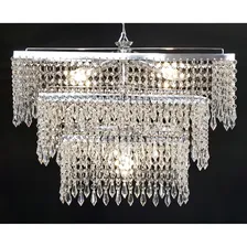 Lustre Retangular Cristal AcrÃlico Europa 50x30x75 Cor Prateado 110V/220V Foto mini 1