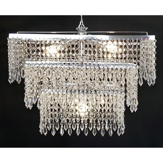 Lustre Retangular Cristal AcrÃlico Europa 50x30x75 Cor Prateado 110V/220V Foto 1