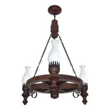 Lustre Roda Carroça 3 Lâmpadas Envelhecido Lum. Muller 903e Cor Marrom 110V/220V Foto mini 1