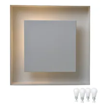 Lustre Sobrepor Branco 50x50 + 4 Lâmpadas Led 110v/220v Foto mini 1
