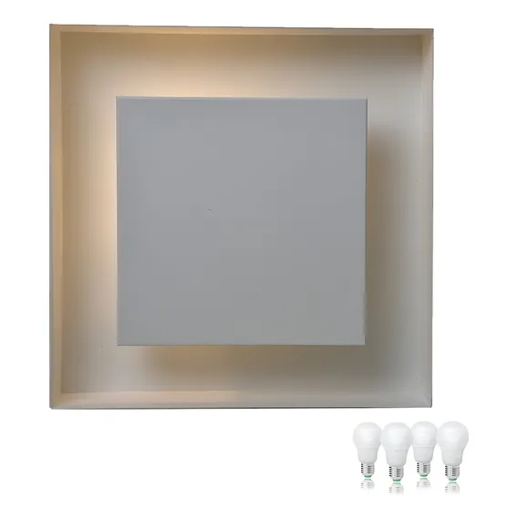 Lustre Sobrepor Branco 50x50 + 4 Lâmpadas Led 110v/220v Foto 1