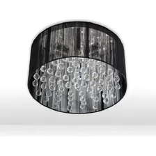 Lustre Sobrepor Plafon Cristal Tecido Preto - 40x19cm 6xe14 Foto  mini 1