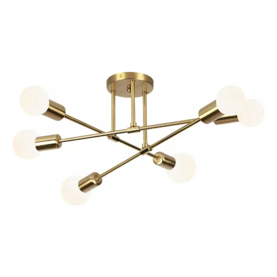 Lustre Teto Vintage Luminária 6 Lâmpadas - Dourado Foto 1