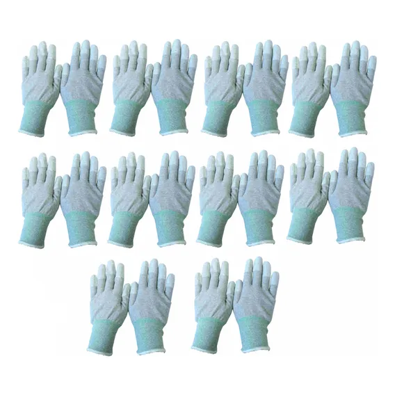Luva Antiestatica Dedo Emborrachado Pu Grande Kit 10pc Foto 1
