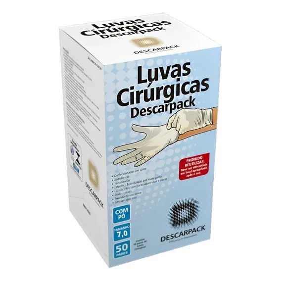 Luva Cirurgica Estéril Descarpack 50 Pares 7.0 Foto 1