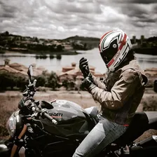 Luva Couro Moto Custom Old School Cafe Racer Harley Davidson Cor Preto Tamanho P Foto mini  2