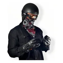 Luva Couro Moto Custom Old School Cafe Racer Harley Davidson Cor Preto Tamanho P Foto mini  3