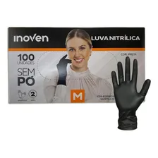 Luva Descartável Nitrílica Preta Tam M Com100 Unid Sem Pó Foto  mini 1