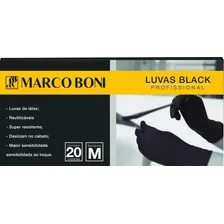 Luva Em Latex Marco Boni Black 20 Unidades Tamanho M Foto mini  2