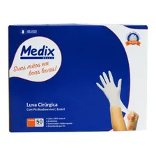 Luva Estéril Cirúrgica C/ Pó 7.5 Kit C/ 50 Pares - Medix Cor Branco Foto mini 4