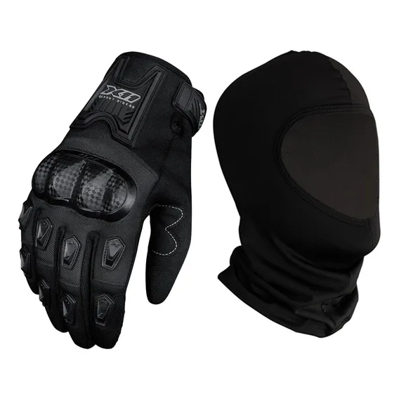 Luva Feminina Motociclista X11 Blackout Preta + Touca Ninja Tamanho GG Foto 1