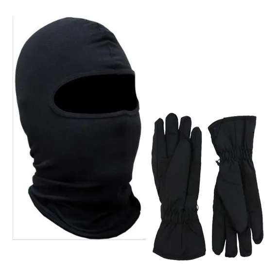 Luva ImpermeƔvel + Touca Ninja Balaclava Moto Frio Chuva Cor Preto Tamanho Un Foto 1