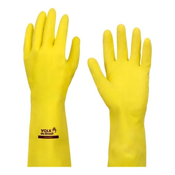Luva Latex Multiuso Slim Amarela Volk (24 Pares) Foto 1