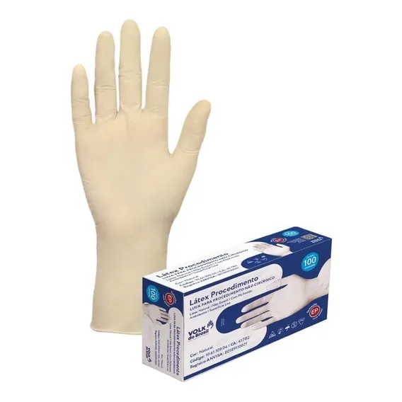 Luva Látex Procedimento C/ Pó Medica Volk Ca Anvisa Cx C/400 Cor Branco Tamanho G Foto 1
