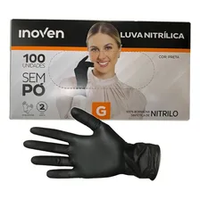 Luva Nitrílica Preta Sem Pó Inoven Tamanho G Foto mini 1