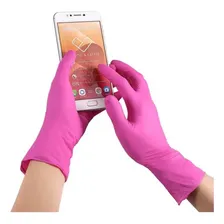 Luva Nitrilica Rosa Premium Sem P贸 Tamanho M Foto mini 4