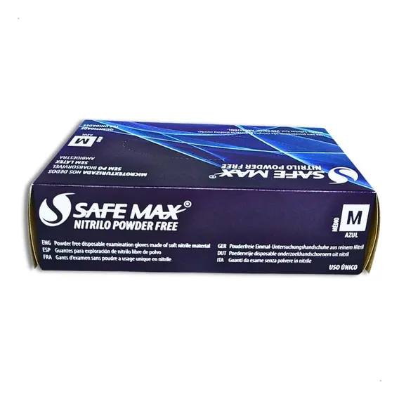 Luva Nitrilica Sem Po Azul 100un - Safemax M Foto 1