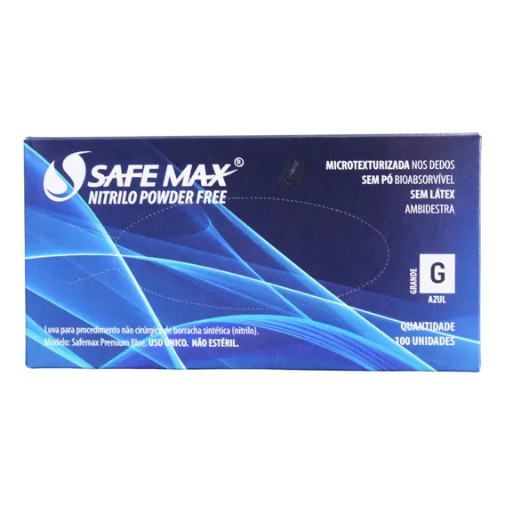 Luva Nitrilo Safe Max Azul G C/100 Supermax Foto 1