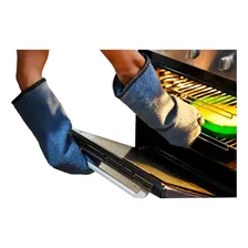 Luva Para Cozinha Alta Temperatura Termica Forno Industrial Cor Azul Foto mini 3