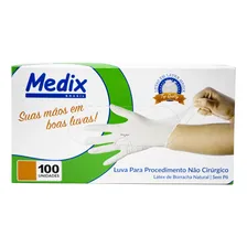Luva Procedimento Descartável Latex Sem Pó Medix Com 100 Und Cor Natural Tamanho Luva Procedimento Descartável Latex Sem Pó Medix P Foto mini 1