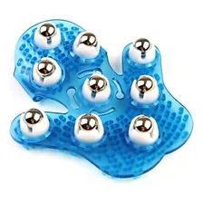 Luva Silicone Massagem Pernas 9 Esferas De Aço Para Drenagem Cor Azul Foto mini 1