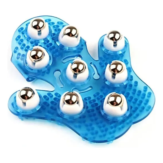Luva Silicone Massagem Pernas 9 Esferas De Aço Para Drenagem Cor Azul Foto 1
