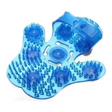 Luva Silicone Massagem Pernas 9 Esferas De Aço Para Drenagem Cor Azul Foto mini 2