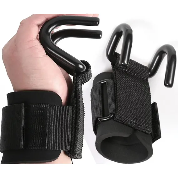 Luva Strap Com Gancho Garra Aço Musculação Treino Academia Par Yangfit Foto 1