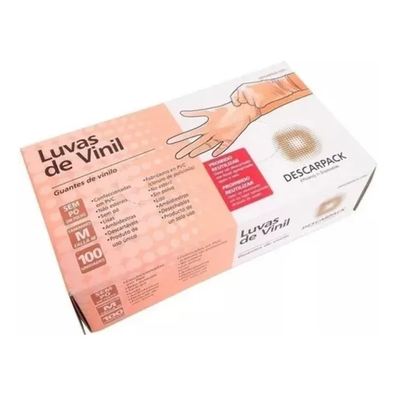 Luva Vinil Sem Amido Transparente Tam M - Descarpack Foto 1