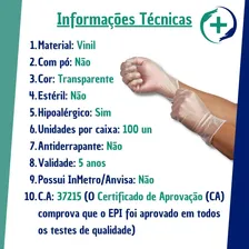 Luvas descartáveis Talge cor transparente tamanho M de vinil x 100 unidades Foto mini 3