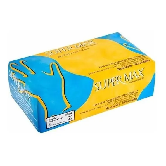 Luvas Látex descartável Supermax Premium quality procedimento com pó 100 unidades - G Foto 1