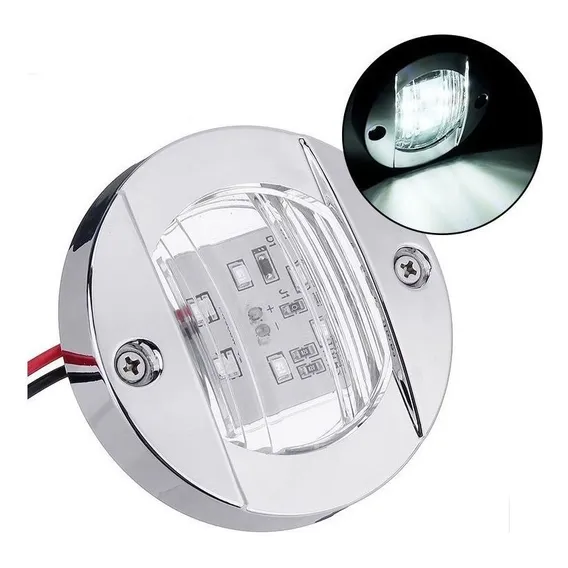 Luz De Cortesia 12v 24v 6 Leds Redonda 75mm Barco Lancha Luz Branco-frio Foto 1