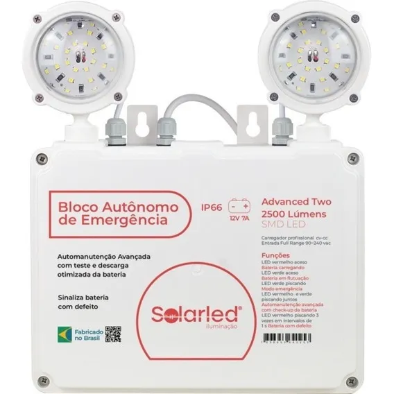 Luz De EmergĂȘncia SolarLed Advanced 2500 Auto Manutenção Avançada Cor Branco 110V/220V Foto 1