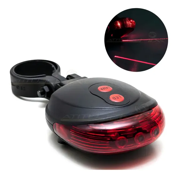 Luz Led Traseira Bike Bicicleta Sinalizador Laser Ciclovia Cor Vermelho Foto 1