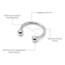 M2 piercing ferradura aço septo orelha boca 1 peça prata 10mm Foto mini 3